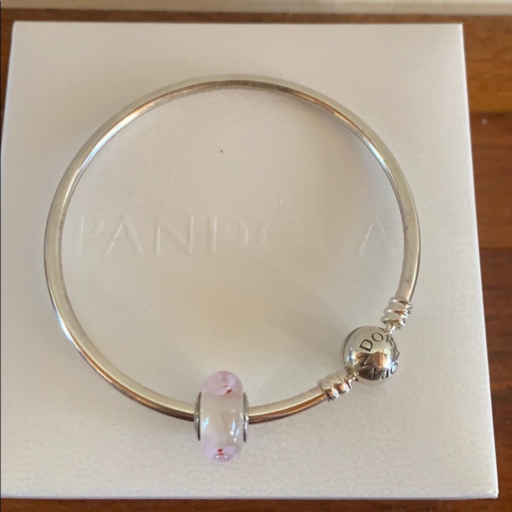 Pandora Moments Bangle with Cherry Blossom Charm